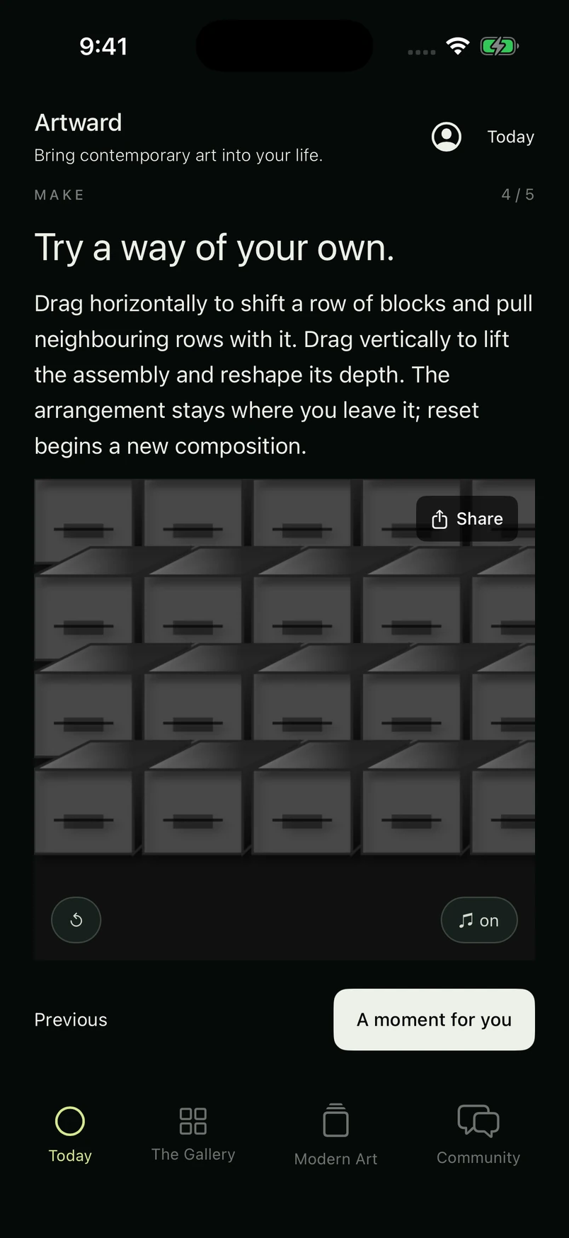 Artward interactive creative practice, shown in an iPhone mockup