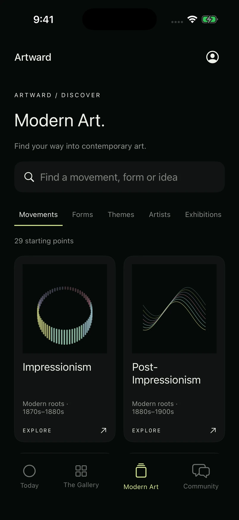 Modern Art’s movements with original abstract category illustrations